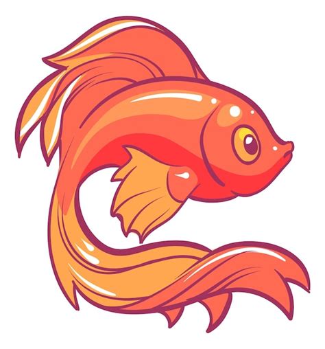 Goldfisch Symbol Cartoon Goldener Fisch Unterwassertier Premium Vektor