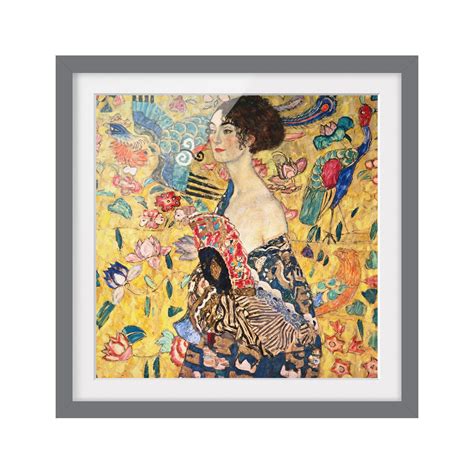 ClassicLiving Gerahmtes Poster Dame mit Fächer von Gustav Klimt