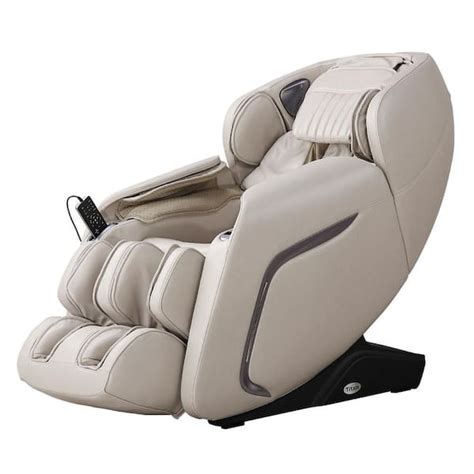 Titan Cosmo Taupe Faux Leather Reclining Massage Chair With Voice Recognition And Bluetooth