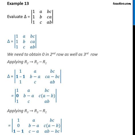 Question 8- Evaluate determinant |1 a bc 1 b ca 1 c ab| - Examples