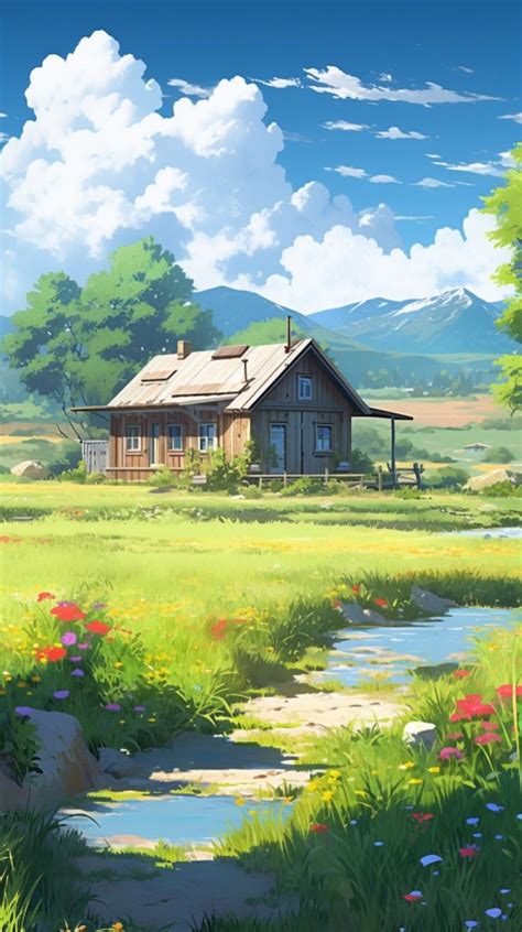 Anime Village House Nature Landscape Aesthetic 576 Wallpaper Images