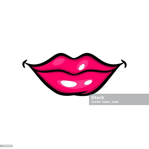 Pink Red Woman Lips In Pop Art Style Stock Illustration Download