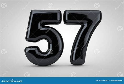 Black Glossy Balloon Number 57 Isolated On White Background Stock ...