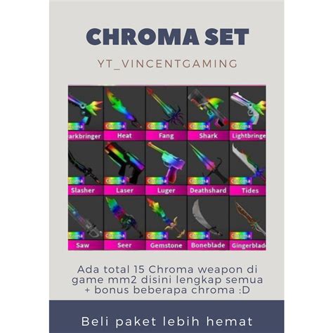 Jual Murder Mystery 2 Chroma Weapon Set Mm2 Roblox Shopee Indonesia