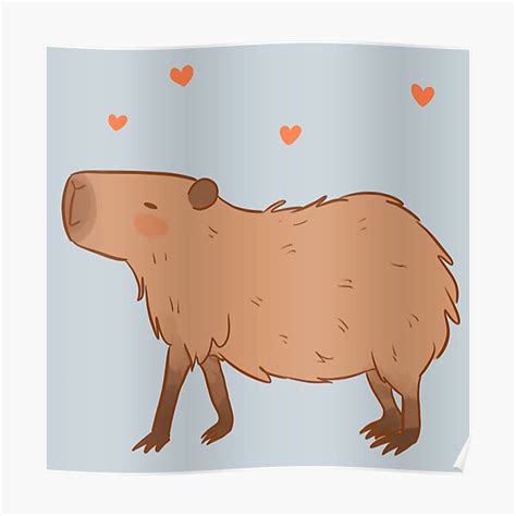 Capybara Cute Illustration Nice Capybara Blue Poster For Sale By