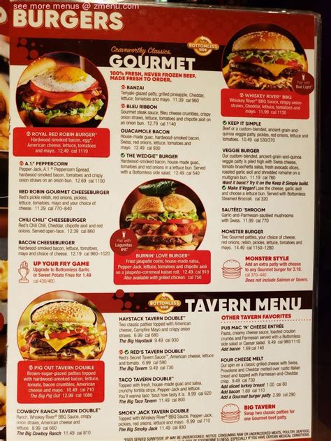 Red Robin Printable Menu