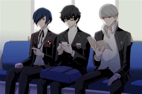 Narukami Yuu Yuuki Makoto And Amamiya Ren Persona And 3 More Drawn