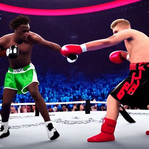 Ksi Fighting Jake Paul In A Big Arena With Dramatic Stable Diffusion