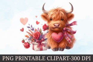 Valentines Day Highland Cow Clipart Graphic By ArtStory Creative Fabrica