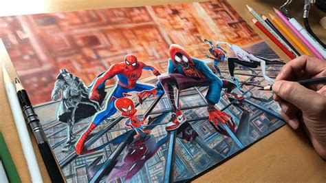 Drawing Spider Man Into The Spider Verse Timelapse Artology Youtube