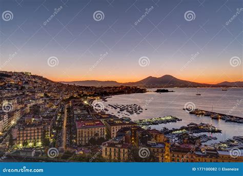 The Gulf of Naples with Mount Vesuvius Stock Photo - Image of panoramic ...