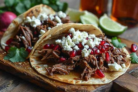 Premium Photo Pomegranateglazed Lamb Tacos With Feta