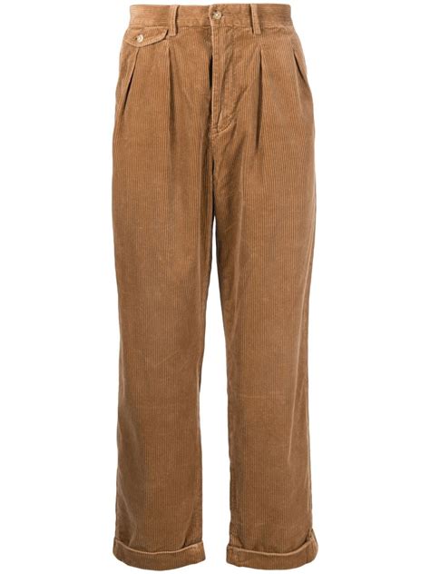 Polo Ralph Lauren Pleated Corduroy Trousers In 褐色 Modesens