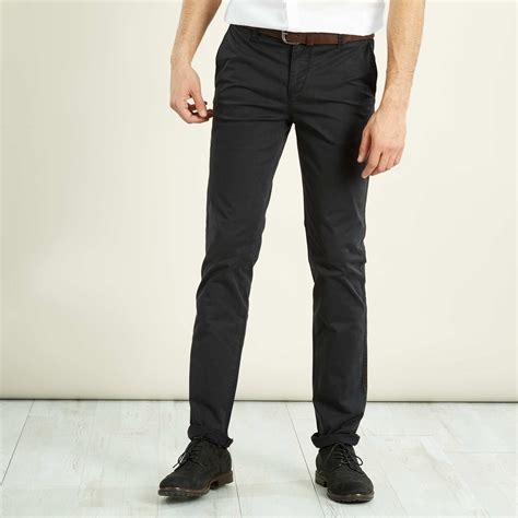 Pantalon Chino Slim Stretch Longueur Us Homme Noir Kiabi