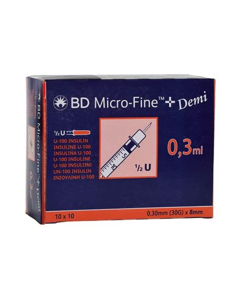 BD Micro Fine Insulin Syringes U 100 0 3ML 8MM 30G 100 Pieces