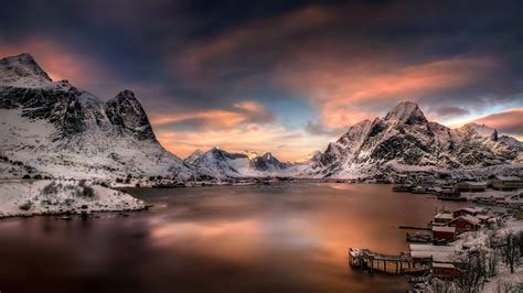 Fondos De Pantalla Noruega Reine Islas Lofoten Nubes Puesta De