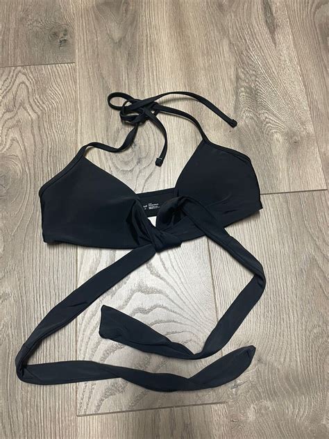 Aerie Scoop Neck Halter Wrap Bikini Top Black Small Womens Ebay