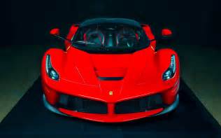 Ferrari Laferrari Red Supercar Front View Black Background Wallpaper