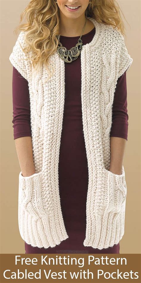 Free Knitting Pattern For Cabled Vest With Pockets Knit Vest Pattern