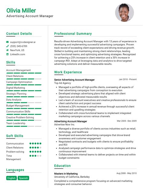 Advertising Account Manager Cv Example For Best Tips Templates