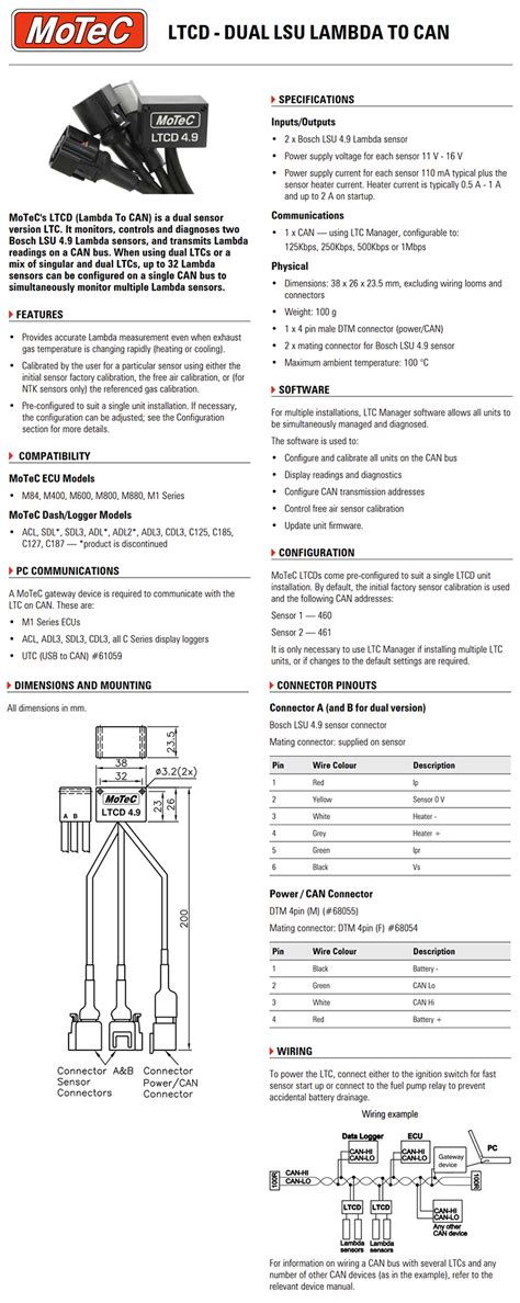 MoTeC Lambda To CAN LTCD M LTC D