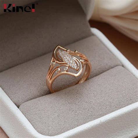 Buy Kinel Hollow Zircon Ring For Women Rose Gold Wedding Rings At