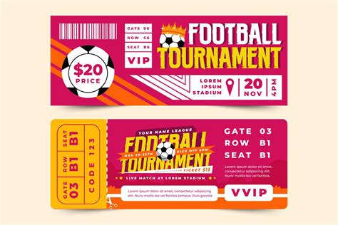 Football tournament sport event ticket design template simple and ...