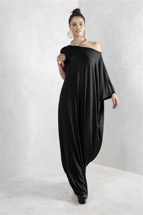 Black Off The Shoulder Dress Black Kaftan Dress Black Maxi Etsy Black