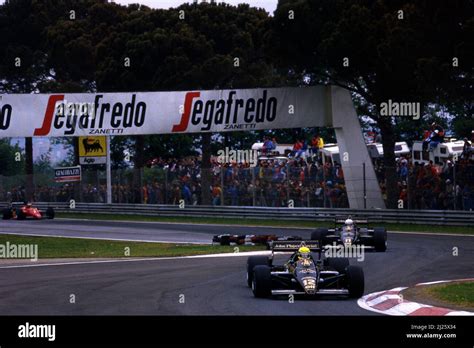 Ayrton Senna Da Silva BRA Lotus 97T Renault Leads Teammate Elio De