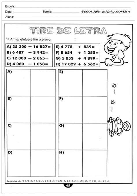 Atividades De Matemática 4º Ano Para Imprimir