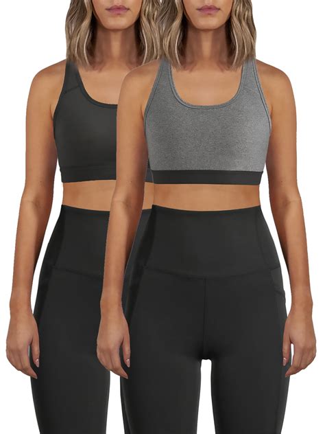 Avia Medium Support Racerback Sports Bra 2 Pack Walmart