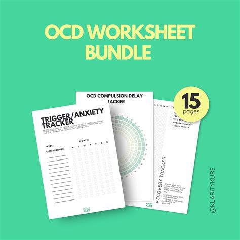 Ocd Worksheet Bundle Tools For Managing Obsessive Compulsive Disorder Ocd Management Exercises