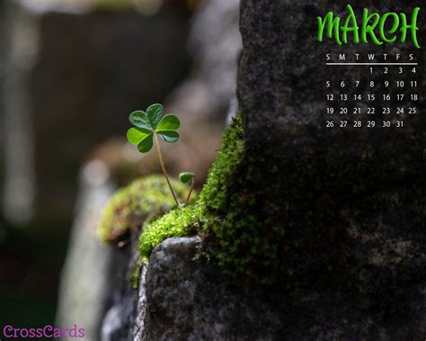 March 2023 - Clover Desktop Calendar- Free March Wallpaper