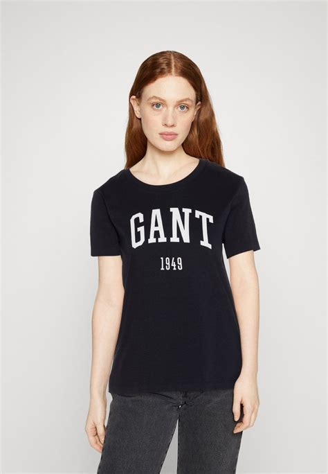 Gant Logo T Shirt Med Print Evening Blue Mörkblå