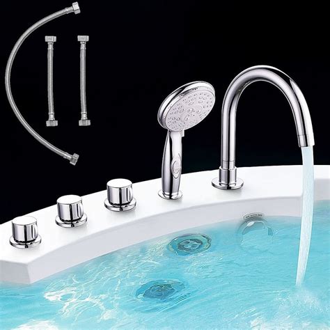 Robinet De Baignoire Douchette Main Trous Cascade Chrom E