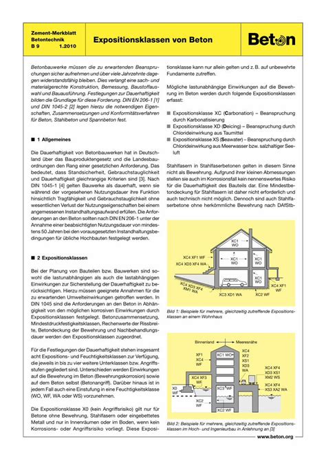 PDF Zement Merkblatt Expositionsklassen Von Beton Zement Merkblatt