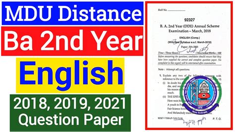 Mdu Ba Distance Nd Year English Question Paper Mdu Ba Dde English