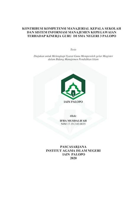 PDF KONTRIBUSI KOMPETENSI MANAJERIAL KEPALA Repository Iainpalopo