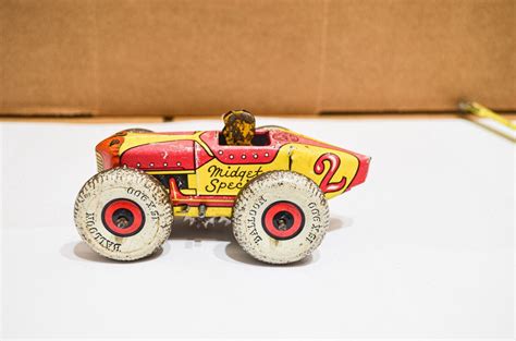 Vintage 1940s Marx Tin Litho Wind Up Midget Special Race Car Toy 4 3