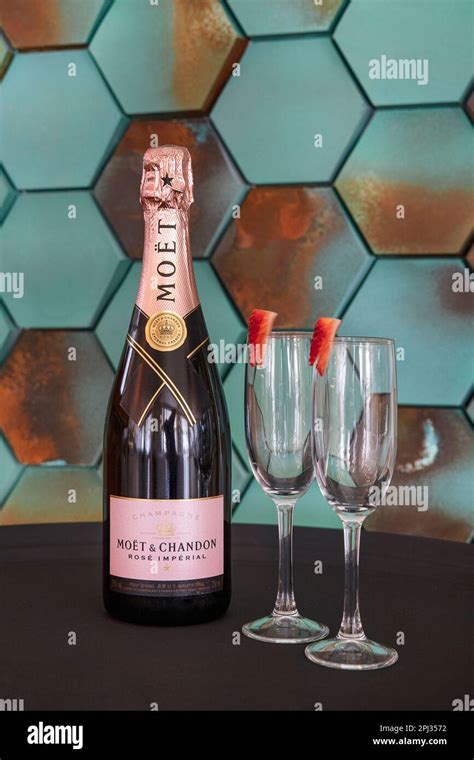 Bottle Of Moet Rose Imperial Crafted By The Renowned French Champagne