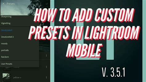 How To Install Presets In Lightroom Mobile Youtube