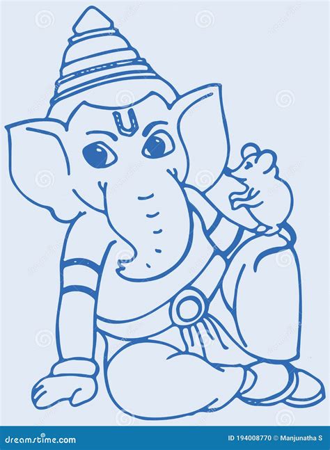 Sketch Of Hindu God Lord Ganesha Outline Editable Vector Illustration