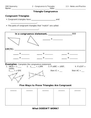 Triangle Congruence Sss Sas Asa Aas Hl Worksheet ... Doc Template ...