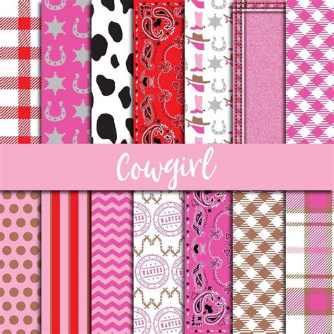 Cowgirl Paper Pack Digital Paper Western Scrapbook Cowgirl Etsy