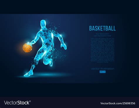 Abstract basketball player on blue background Vector Image