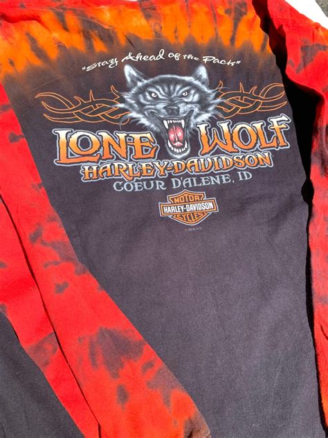 Vintage Harley Davidson Lone Wolf Coeur Dealene Idaho Long Sleeve Flame