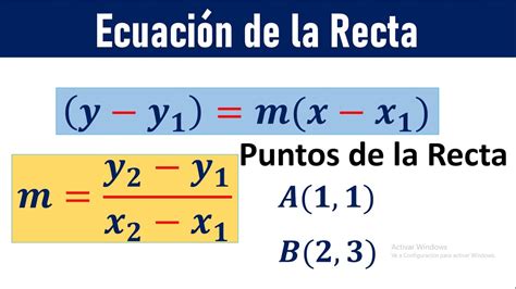 Como Determinar La Ecuacion De Una Recta Conociendo Puntos Youtube