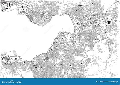 Map Of Izmir Smirne Satellite View City Turkey Stock Vector