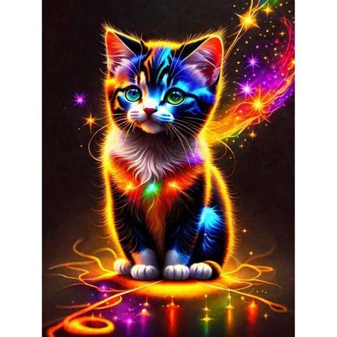 D Peinture Diamant Chats Color S Diamond Painting Kit Broderie Tableau