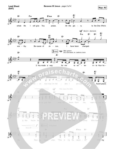 Because Of Jesus Live Sheet Music Pdf Charity Gayle Praisecharts